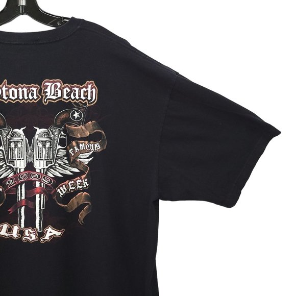 Bike Week 2009 Daytona Beach T Shirt Mens 3XL Double Sided Crew Neck Black Biker - Picture 16 of 16